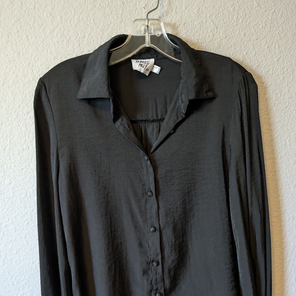 Princess Polly Women's Blouse Top Flared Sleeves Button Down Ruffle Ties 4 S - Picture 8 of 9